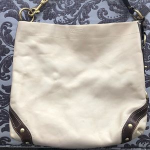 Cream Coach Shoulder Bag